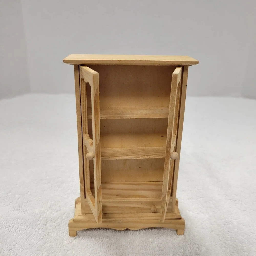 1980s Vintage Doll House 1/12 unfinished wooden furniture:‎ China Cabinet
